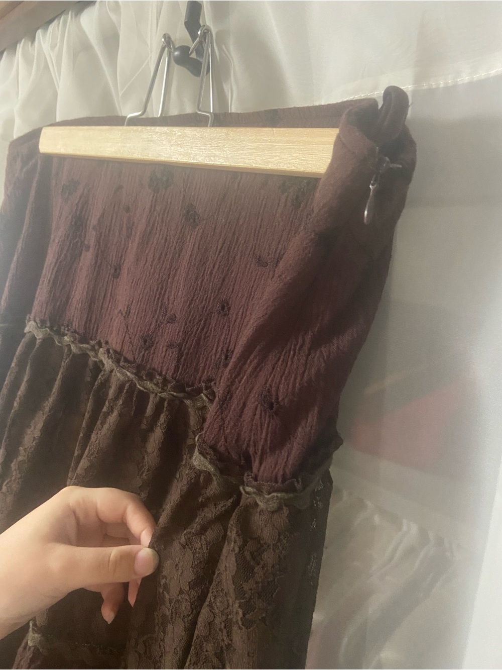 Tiered Brown and Plum Boho Maxi Skirt - Picture 3 of 4